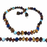 Adult Ocean Green Baltic Amber Amethyst Blue Cats Eyes Anklet Love Amber X