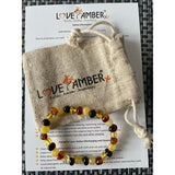 Adult Pebble Beach Mixed Baltic Amber Stretch Bracelet Love Amber X