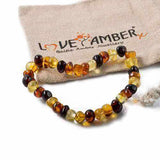 Adult Pebble Beach Mixed Baltic Amber Stretch Bracelet Love Amber X