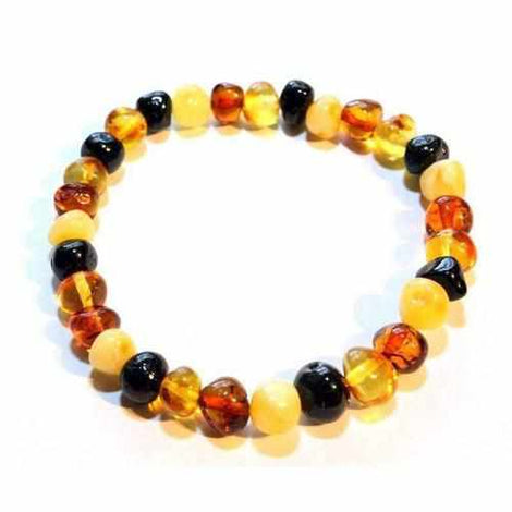 Adult Pebble Beach Mixed Baltic Amber Stretch Bracelet Love Amber X