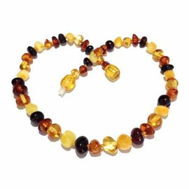 Adult Pebble Beach Polished Mixed Baltic Amber Necklace Love Amber X
