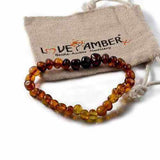 Adult Rainbow Bright Mixed Baltic Amber Stretch Bracelet Love Amber X