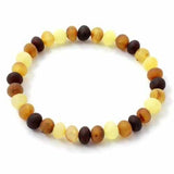 Adult Shingle Raw Mixed Baltic Amber Stretch Bracelet Love Amber X