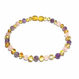 Adult Tara Honey Baltic Amber Amethyst Purple Rose Quartz Anklet Love Amber X