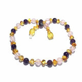 Adult Tara Honey Baltic Amber Amethyst Purple Rose Quartz Anklet Love Amber X