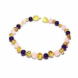 Adult Tara Honey Baltic Amber Amethyst Purple Rose Quartz Anklet Love Amber X