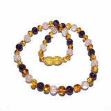 Adult Tara Honey Baltic Amber Amethyst Rose Quartz Necklace Love Amber X