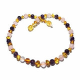 Adult Tara Honey Baltic Amber Amethyst Rose Quartz Necklace Love Amber X