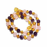 Adult Tara Honey Baltic Amber Amethyst Rose Quartz Necklace Love Amber X