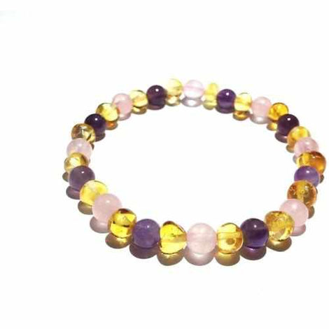 Adult Tara Honey Baltic Amber Gemstone Stretch Bracelet Love Amber X