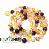 Adult TaraMoon Amber Moonstone Amethyst Rose Quartz Necklace Love Amber X