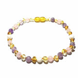 Adult Tara Moon Baltic Amber Moonstone Amethyst Rose Quartz Anklet Love Amber X