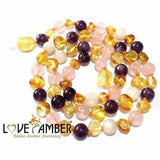 Adult Tara Moon Baltic Amber Moonstone Amethyst Rose Quartz Anklet Love Amber X