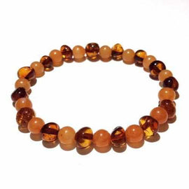 Adult Toffee Apple Cognac Baltic Amber Peach Aventurine Stretch Bracelet Love Amber X