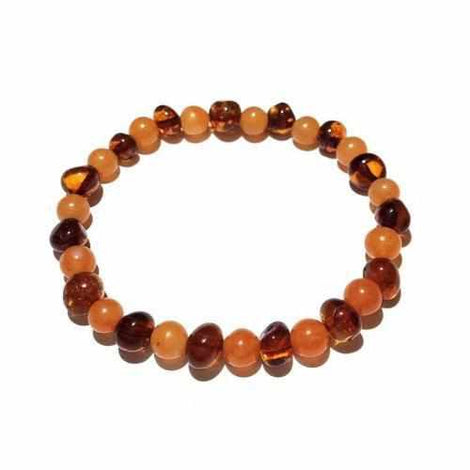 Adult Toffee Apple Cognac Baltic Amber Peach Aventurine Stretch Bracelet Love Amber X