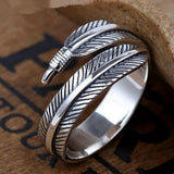 Angel Feather 925 Sterling Silver Wrap Plume Ring | Vintage Style Genuine | Memorial Death Bereavement Love Amber X Ltd Baltic Amber Jewellery and Silicone Teething Necklaces