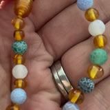 Boy Girl Atlantis Blue White Agate Honey Baltic Amber Necklace Love Amber X