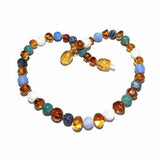 Boy Girl Atlantis Blue White Agate Honey Baltic Amber Necklace Love Amber X