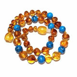 Boys Girls Apollo Polished Honey Baltic Amber Blue Green Turquoise Howlite Necklace Love Amber X