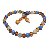 Boys Girls Shoreline Polished Honey Baltic Amber Blue Howlite Labradorite Calming Necklace Love Amber X
