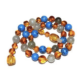 Boys Girls Shoreline Polished Honey Baltic Amber Blue Howlite Labradorite Calming Necklace Love Amber X