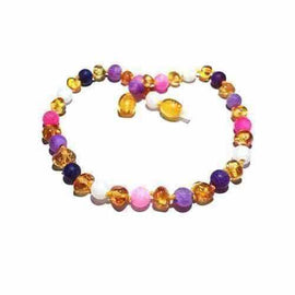 Child Amelie Honey Baltic Amber Pink Purple Dragon Agate Necklace Love Amber X