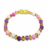 Child Amelie Honey Baltic Amber Pink Purple Dragon Agate Necklace Love Amber X