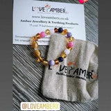 Child Amelie Pink Purple Agate Honey Baltic Amber Anklet Bracelet Love Amber X