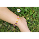 Child Amelie Pink Purple Agate Honey Baltic Amber Anklet Bracelet Love Amber X
