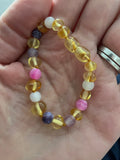 Child Amelie Pink Purple Agate Honey Baltic Amber Anklet Bracelet Love Amber X