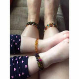 Child Anna Amethyst Purple Pink Agate Green Baltic Amber Anklet Bracelet Love Amber X