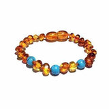 Child Apollo Blue Turquoise Howlite Polished Honey Baltic Amber Anklet Love Amber X