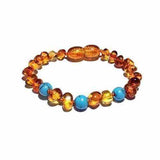 Child Apollo Blue Turquoise Howlite Polished Honey Baltic Amber Anklet Love Amber X