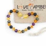 Child Aria Amethyst Labradorite Onyx and Lemon Baltic Amber Anklet Bracelet Love Amber X