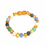 Child Atlantis Blue White Dragon Agate and Honey Baltic Amber Anklet Bracelet Love Amber X