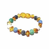 Child Atlantis Blue White Dragon Agate and Honey Baltic Amber Anklet Bracelet Love Amber X