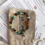 Child Autumn Rain Jasper and Rainbow Baltic Amber Anklet Bracelet Love Amber X