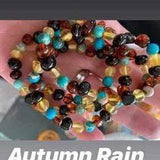 Child Autumn Rain Jasper and Rainbow Baltic Amber Anklet Bracelet Love Amber X