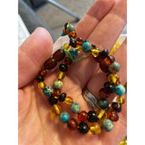 Child Autumn Rain Jasper and Rainbow Baltic Amber Anklet Bracelet Love Amber X