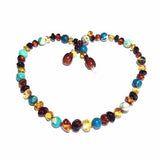 Child Autumn Rain Jasper and Rainbow Mixed Baltic Amber Necklace Love Amber X