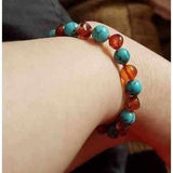 Child Azure Blue Turquoise Howlite Cognac Baltic Amber Anklet Bracelet Love Amber X
