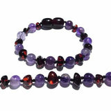 Child Blackberry Amethyst and Dark Cherry Baltic Amber Anklet Bracelet Love Amber X