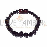 Child Blackforest Polished Dark Cherry Baltic Amber Anklet Bracelet Love Amber X