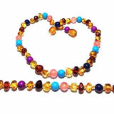 Child Blossom Honey Baltic Amber Purple Howlite Lapis Lazuli Quartz Necklace Love Amber X