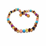 Child Blossom Honey Baltic Amber Purple Howlite Lapis Lazuli Quartz Necklace Love Amber X