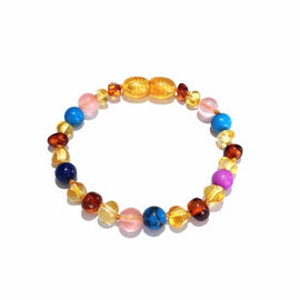 Child Blossom Howlite Lapis Lazuli Quartz Honey Baltic Amber Anklet Bracelet Love Amber X