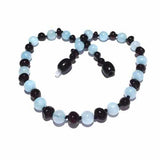 Childs Blueberry Dark Cherry Baltic Amber Blue Aquamarine Gemstone Necklace Love Amber X