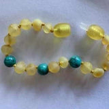 Child Bluebird Raw Honey Blue Turquoise Howlite Baltic Amber Anklet Bracelet Love Amber X