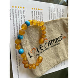 Child Bluebird Raw Honey Blue Turquoise Howlite Baltic Amber Anklet Bracelet Love Amber X