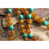 Child Bluebird Raw Honey Blue Turquoise Howlite Baltic Amber Anklet Bracelet Love Amber X